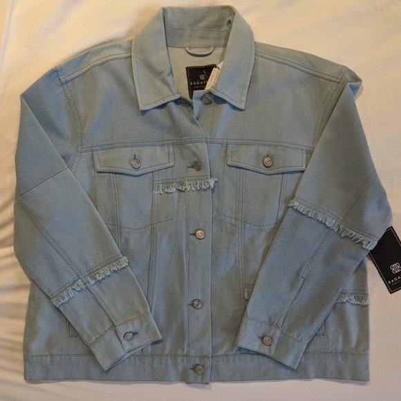 bagatelle Jackets & Blazers - LAST DAY Bagatelle Fringe Collared Light Blue Denim Jean Jacket NWT 2X